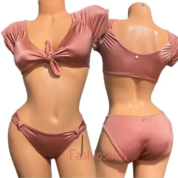 Victoria’s Secret Swim Twist off Shoulder Short-sleeve Bikini Top & Bottom Set - Picture 11 of 12